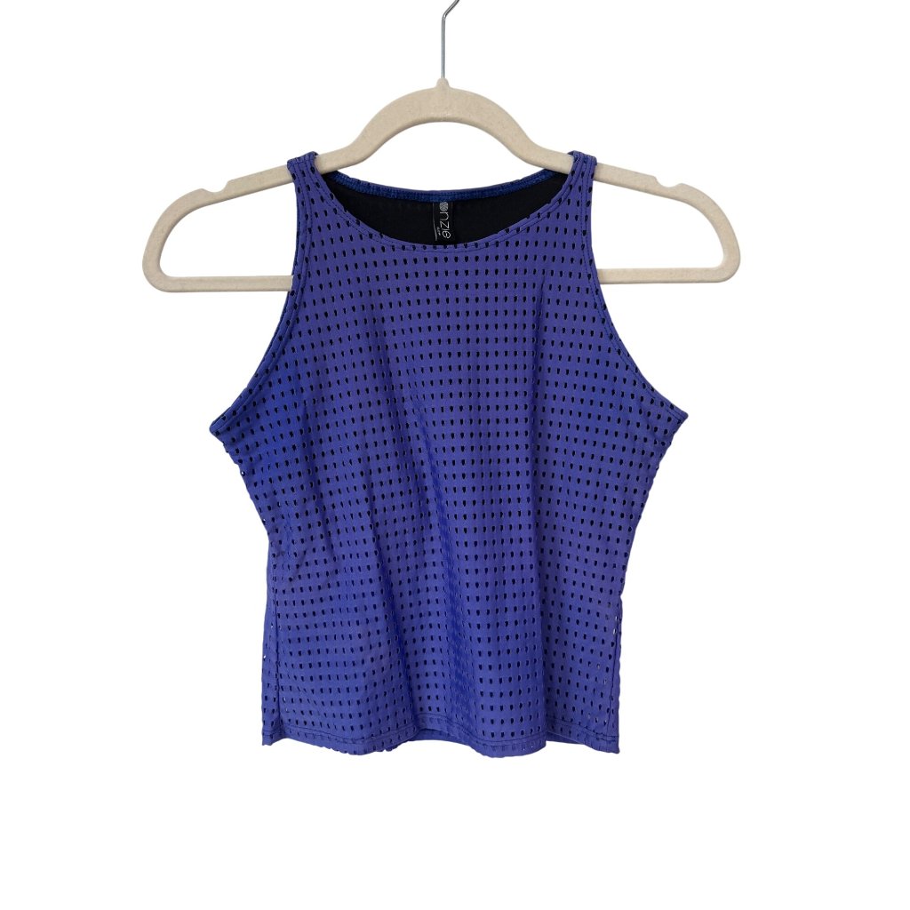 Onzie Flow Cropped Tank Top Size Small/Medium Sleeveless Blue Black Athleisure